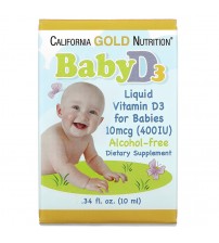 Вітамін D3 для дітей California Gold Nutrition Baby Vitamin D3 Drops 400 IU 10ml